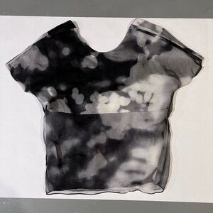Rachel Comey Sheer Tie-Dye Black & White Women’s Short-Sleeve Top
